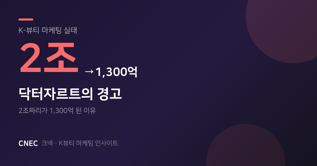 2조짜리가 1,300억이 됐습니다. 닥터자르트의 경고