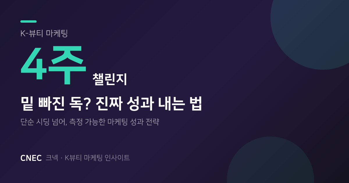 K-뷰티 단순 시딩, 이제 '밑 빠진 독'? 4주 챌린지로 '진짜 성과' 내는 법