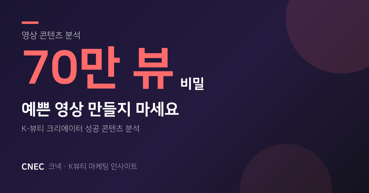 70만 뷰 K-뷰티 영상의 비밀: 예쁜 영상 만들지 마세요