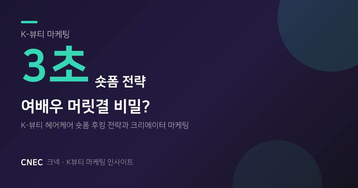 K-뷰티 헤어케어, 3초 안에 ‘여배우 머릿결’ 만드는 숏폼 후킹 전략